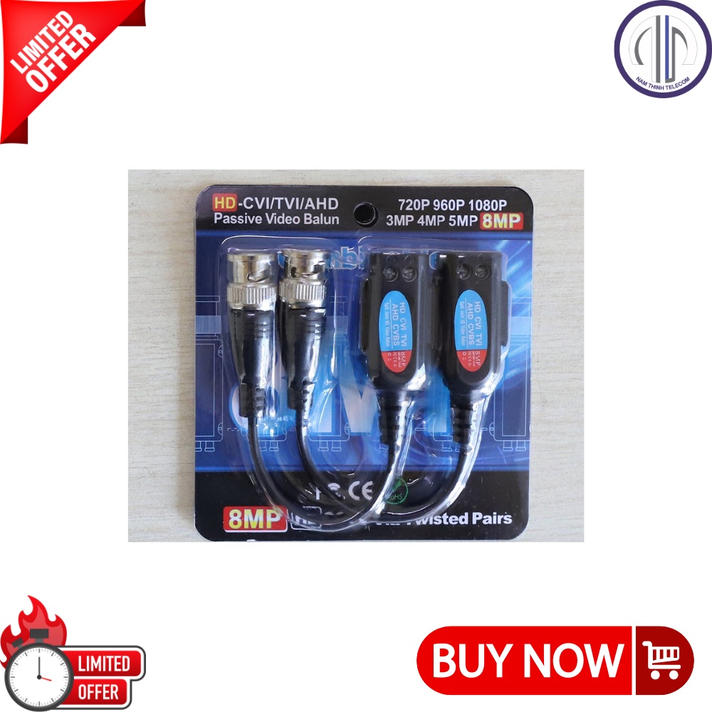 Balun camera jack video balun cho camera chống nhiễu 1080p 2mp 5mp 8mp chuyển đổi tín hiệu sang đồng trục loại tốt xịn