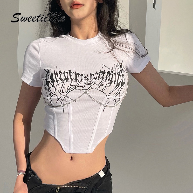 Áo Thun Croptop Cổ Tròn Tay Ngắn Dáng Ôm Thời Trang Quyến Rũ Dành Cho Nữ