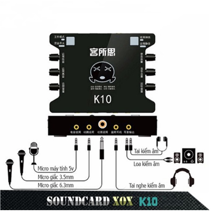 Sound Card Thu Âm LiveStream K10 - Tặng Kèm Dây Livestream Cực Hay Hỗ Trợ Tất Cả Các Dòng Máy