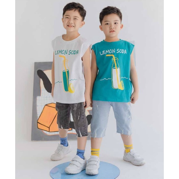 Bộ Áo Thun Cotton + Quần Short 2 Món Thời Trang Mùa Hè Cho Bé trai 4 -15 Tuổi