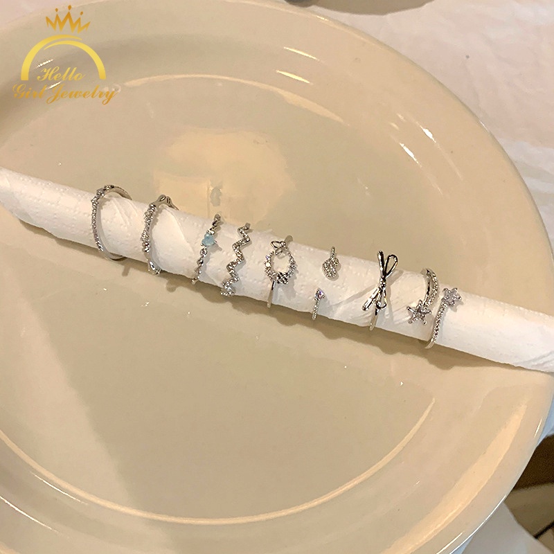 Nhẫn Hở Hình Nơ Đính Đá Zircon Có Thể Điều Chỉnh Thời Trang Cao Cấp Cho Nữ