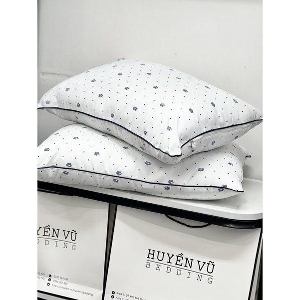 Ruột gối Hilton 48x74 1 đôi nhẹ êm, THẤP, ruột gối nằm cao cấp ép hơi bông gòn 100% - CHĂN GA GỐI ĐỆM HUYỀN VŨ BEDDING