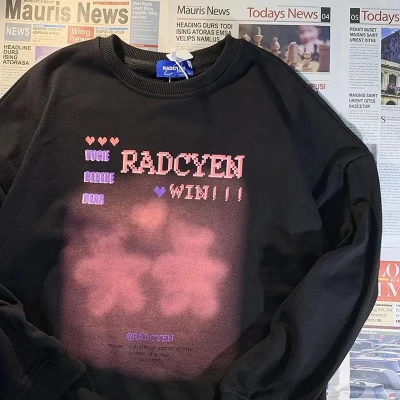 【ZHELIHANGFEI】Áo Thun Sweater Tay Dài Dáng Rộng In Hình Gấu Kiểu Graffiti Dễ Phối Đồ