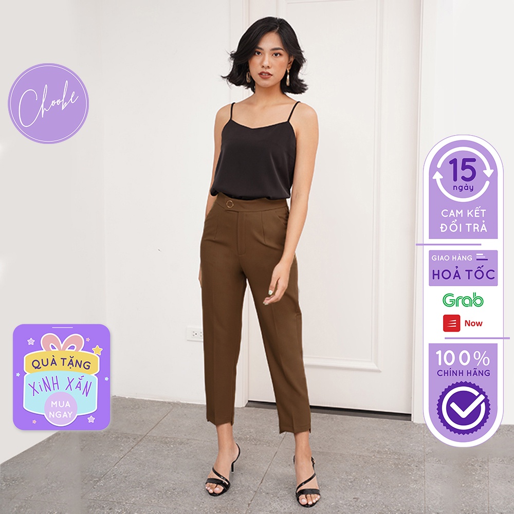 Quần baggy nữ Choobe đai tròn đẹp cúc bấm đồ công sở form dáng chuẩn chất vải cao cấp - Q11