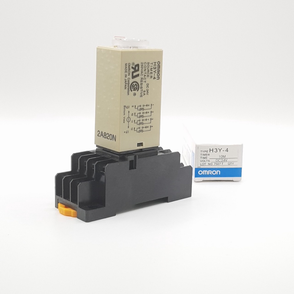 Rơ le 24V 10 Phút, Relay thời Gian Timer Omron H3Y-4 14P 24V, H3Y-4, rơ le thời gian