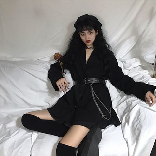 [SẴN]-Áo Blazer Đen kèm đai (C72)
