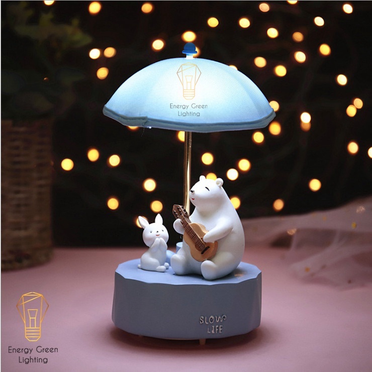 Món quà giáng sinh ý nghĩa Energy Green Lighting - Mô hình dễ thương có đèn phát nhạc trang trí bàn học văn phòng decor