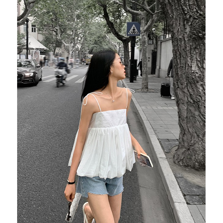 Áo dây thân bồng linen Cotton Candy Harriet