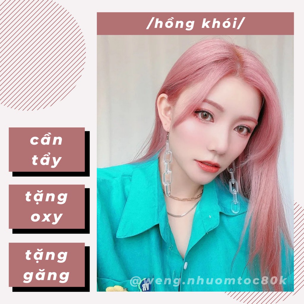 Combo nhuộm tóc màu hồng khói (tặng trợ nhuộm, găng tay)