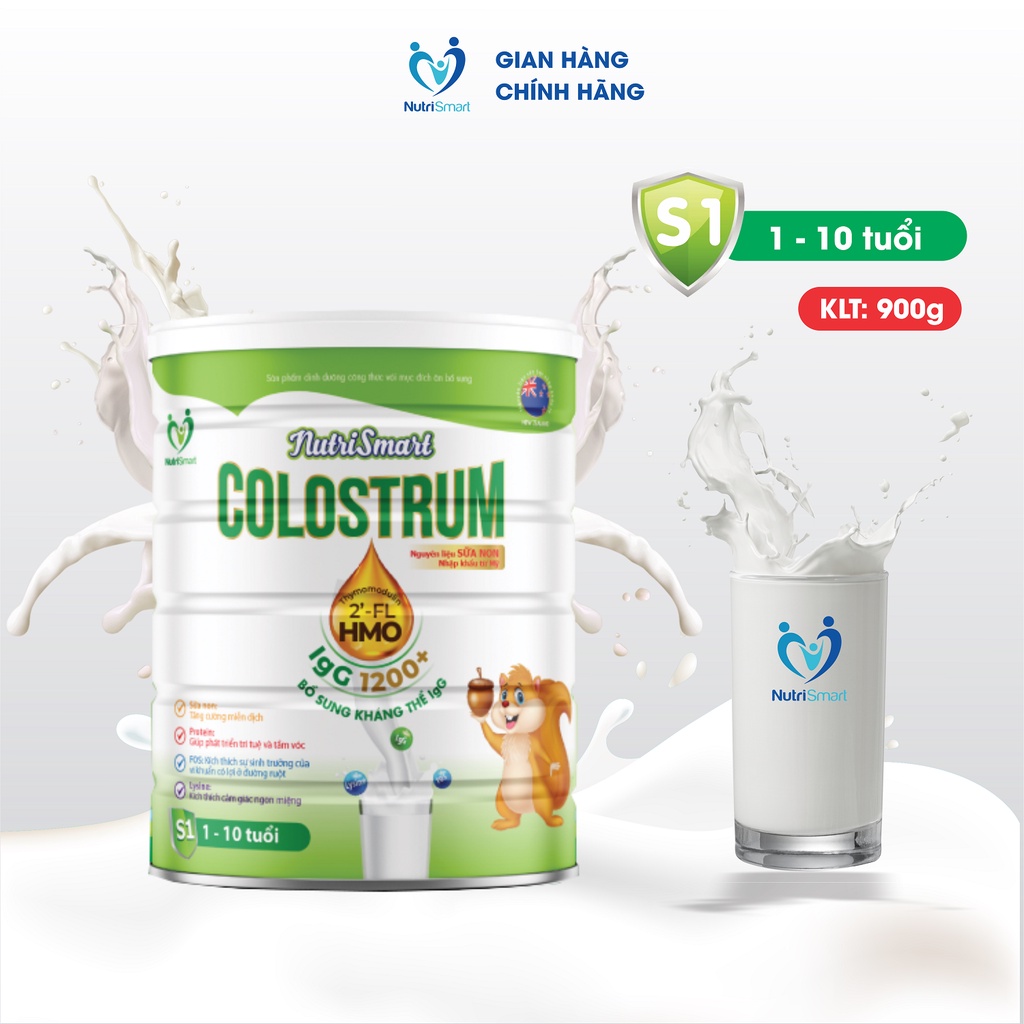 Sữa Bột Cho Trẻ 1 - 10 Tuổi Phát Triển Toàn Diện Nutri Smart COLOSTRUM S1 900gr - [Tặng 1 Hộp Sữa Pha Sẵn]