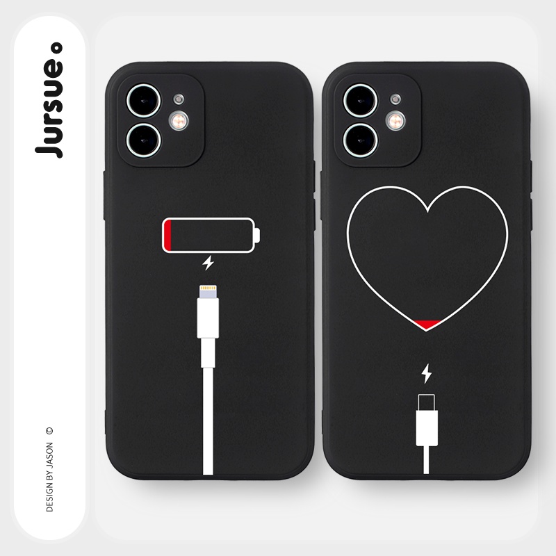 Ốp lưng JURSUE ngộ nghĩnh cặp đôi dễ thương đẹp cho iPhone 13 12 11 Pro Max SE 2020 X XR XS ip 8 7 6 6S Plus kute Y1726