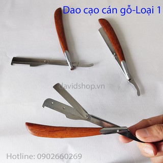 Dao cạo râu cán gỗ, cán dao cạo lông mặt, lông mày, thay bằng lưỡi lam