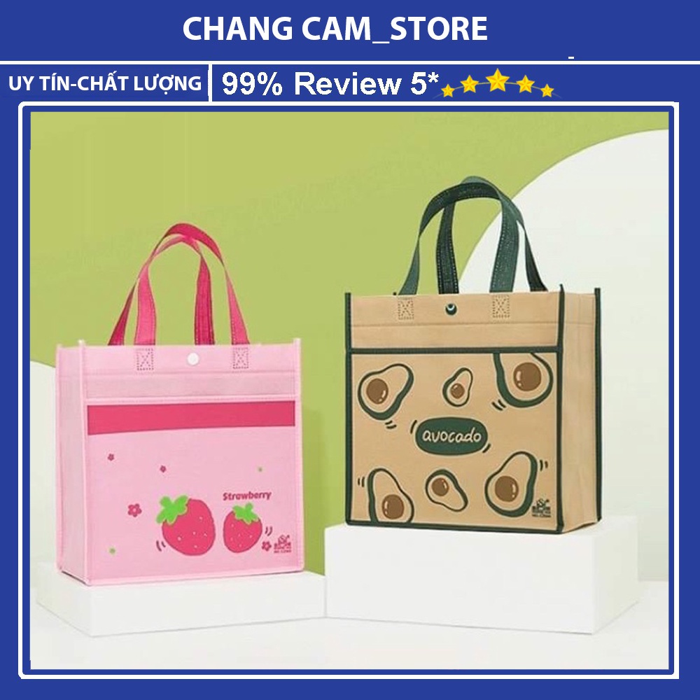 Túi đựng hộp cơm văn phòng 2 tầng. có quai xách, chất liệu vải không dệt, Túi  xách nhựa siêu tiện lợi