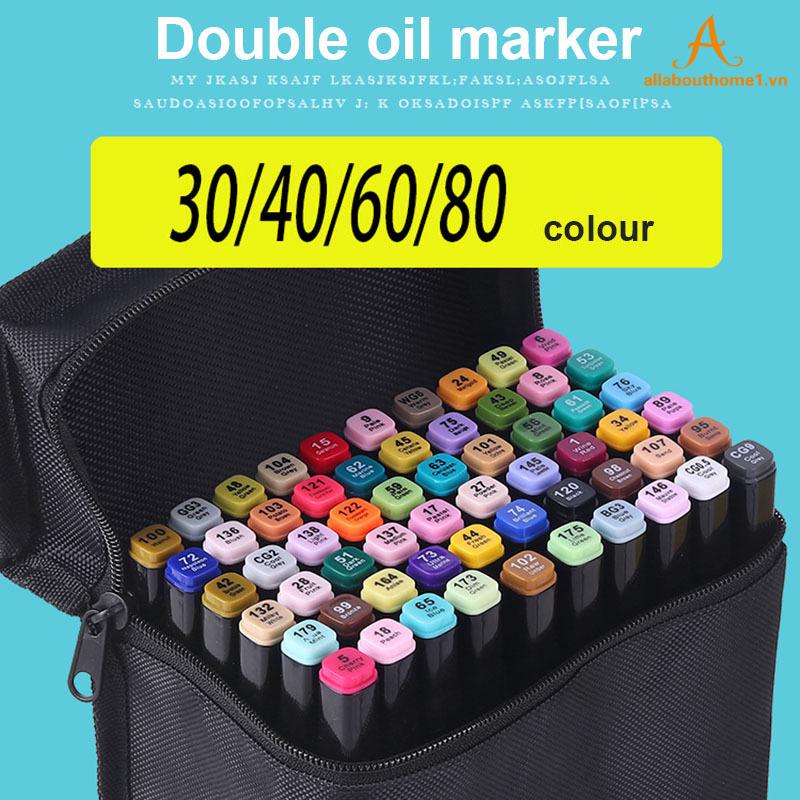 Bộ 30/40/60/80 bút lông dầu nhiều màu sắc thiết kế 2 đầu tiện lợi