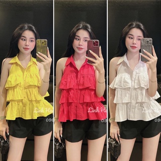 Áo sơ mi bèo tầng sát nách Hàn Quốc