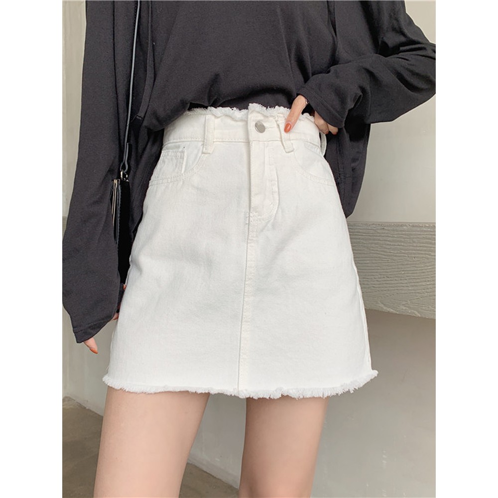 Váy chữ A ulzzang chân váy dáng ngắn Nữ 2 màu trắng và đen( kèm ảnh thật) | BigBuy360 - bigbuy360.vn