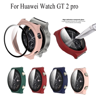 Ốp Điện Thoại Pc Cứng + Kính Cường Lực Bảo Vệ Màn Hình 2 Trong 1 Cho Huawei Watch Gt2 Pro Ecg