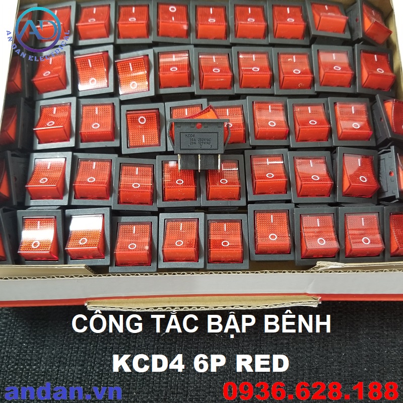 Công tắc bập bênh KCD3 KCD4, 3 chân 4 chân 6 chân, 16A 250V có đèn đỏ - xanh lá