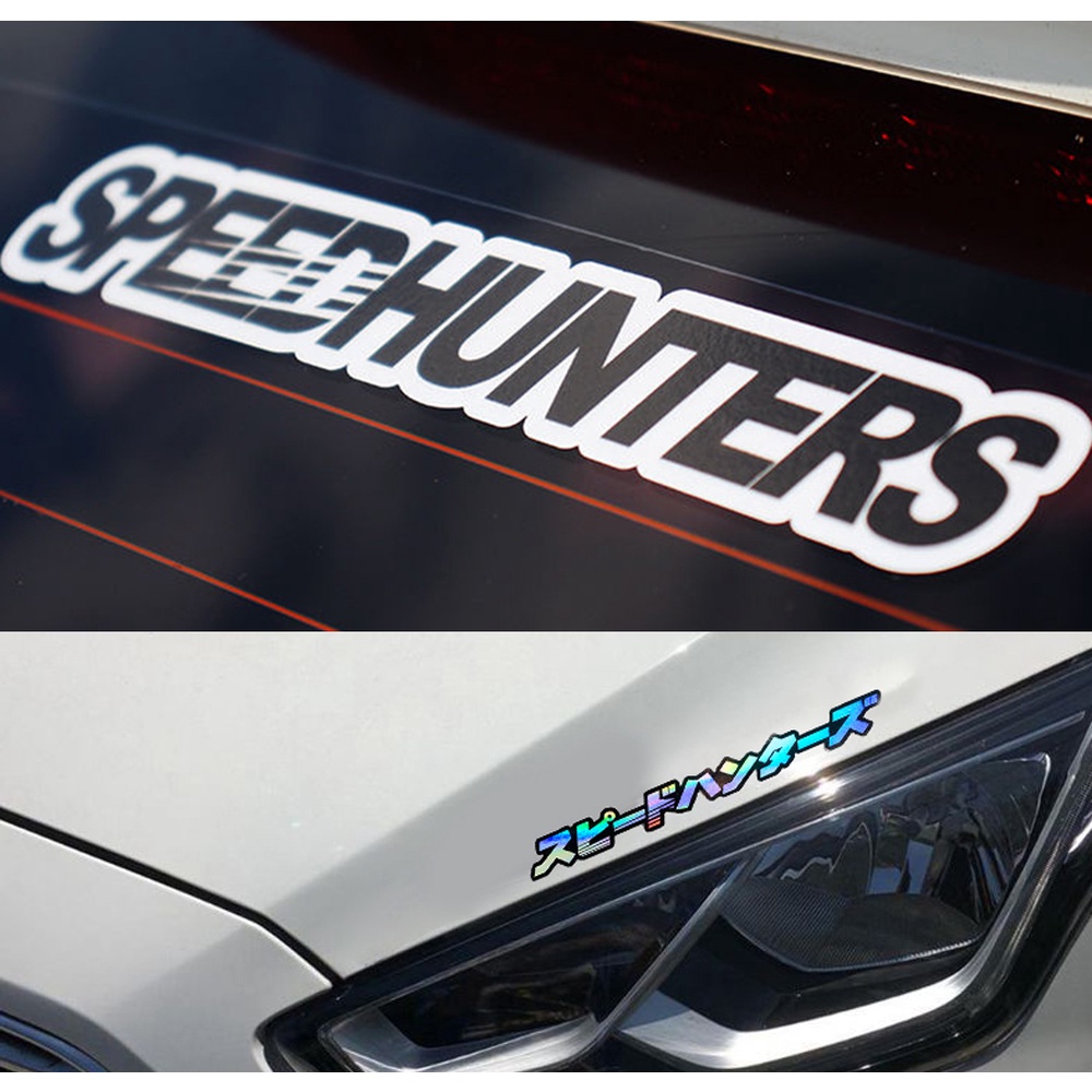 1 chiếc SPEEDHUNTERS/スピードハンターズ Hình dán phản quang Cửa xe đề can Kính chắn gió Trang trí