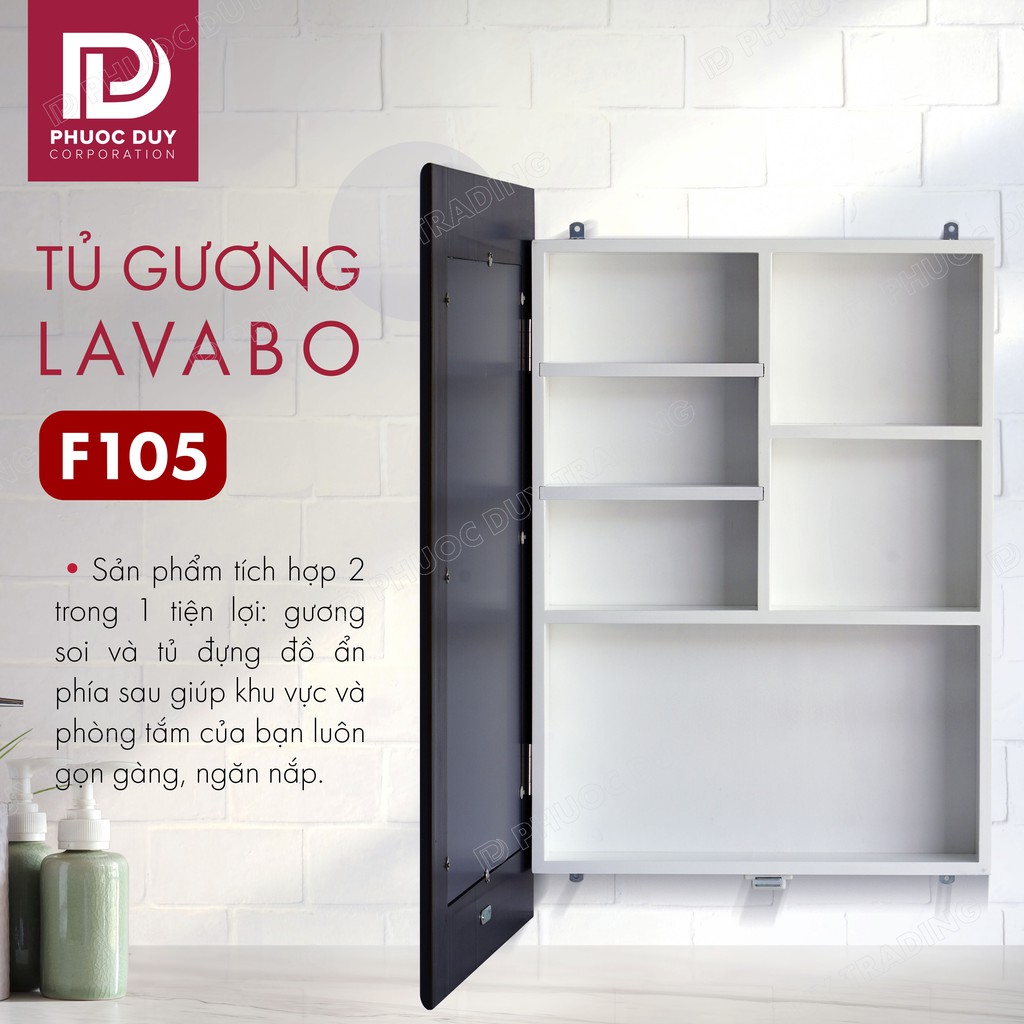 Tủ gương Lavabo F105 - Tủ gương phòng tắm treo tường đa năng