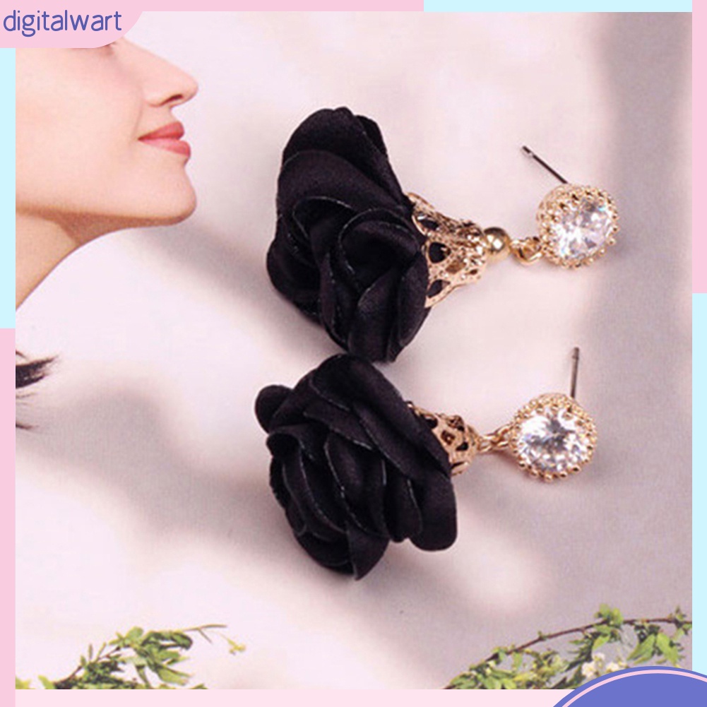 Đôi bông tai hình hoa trang trí đính đá thời trang cho nữ