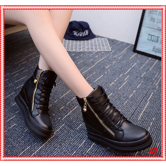Giay boot nữ cổ cao cá tính B042D màu đen | BigBuy360 - bigbuy360.vn