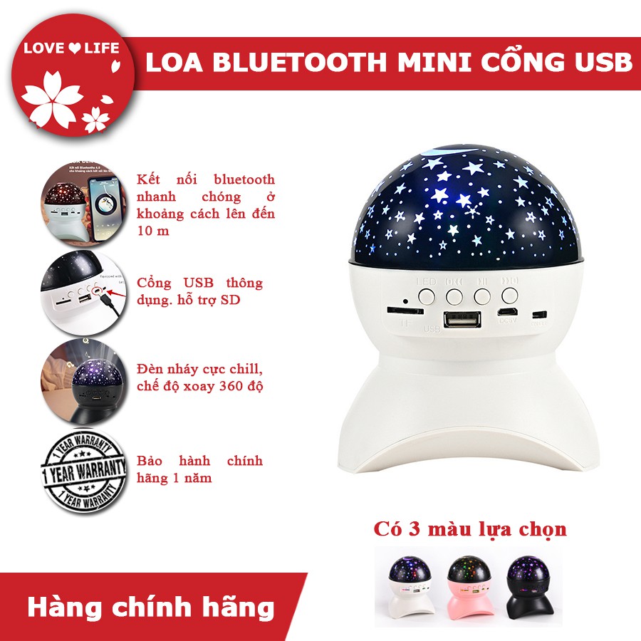 Loa bluetooth mini không dây kết hợp đèn nháy quẩy tiện lợi,  kết nối xa đến 10m, có điều khiển từ xa