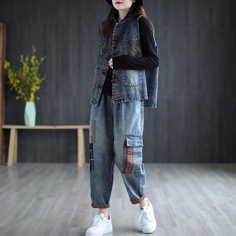 Áo vest cowboy 2021 mùa xuân in chữ nghệ thuật RETRO lar lar nel stream 2021 cho nữ ưa chuộng | BigBuy360 - bigbuy360.vn