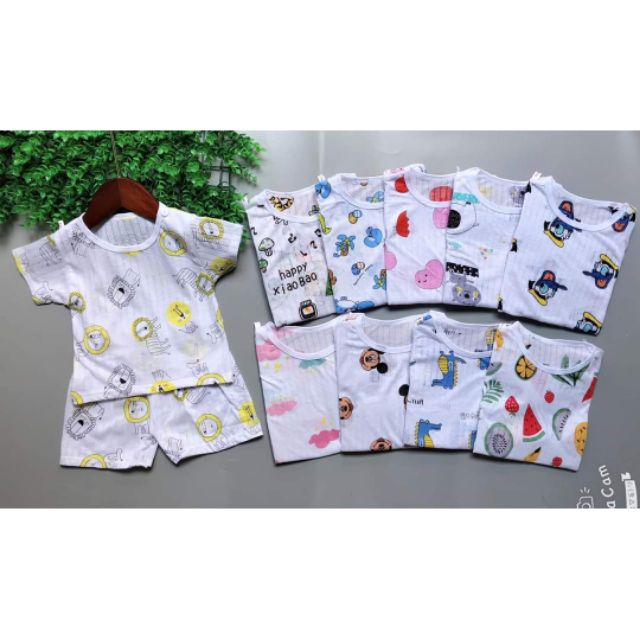 Combo 10 bộ cotton giấy cộc tay cho bé