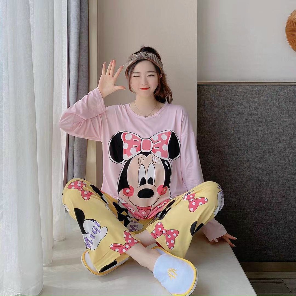 Set bộ tay dài hoạt hình Qc thun co giãn