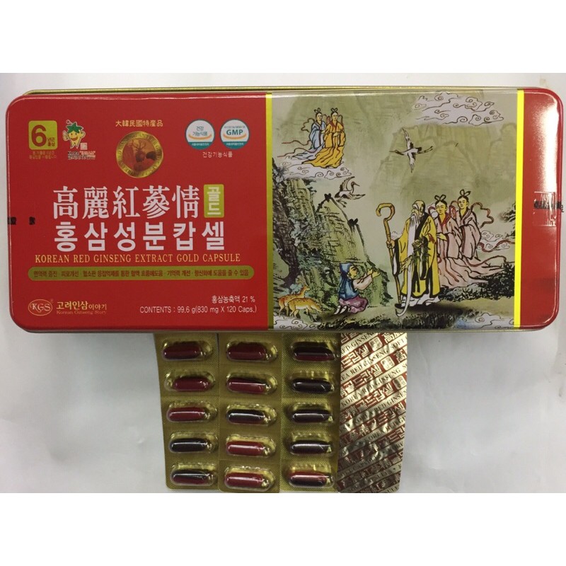 Viên hồng sâm Gold KGS Hàn Quốc 120 viên x 830mg, viên hồng sâm linh chi nhung hươu, PP Sâm Yến Thái An