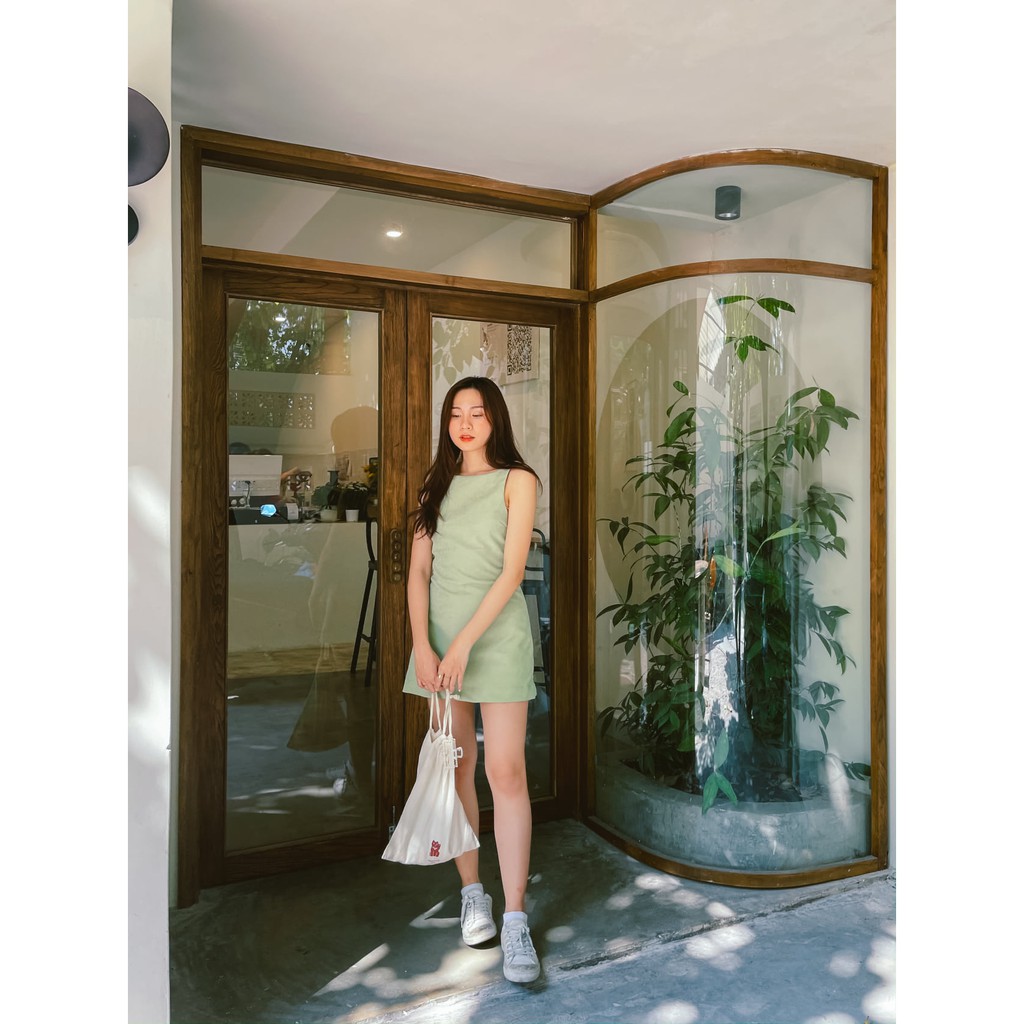 Váy 2 dây Fabric Holic xanh trơn