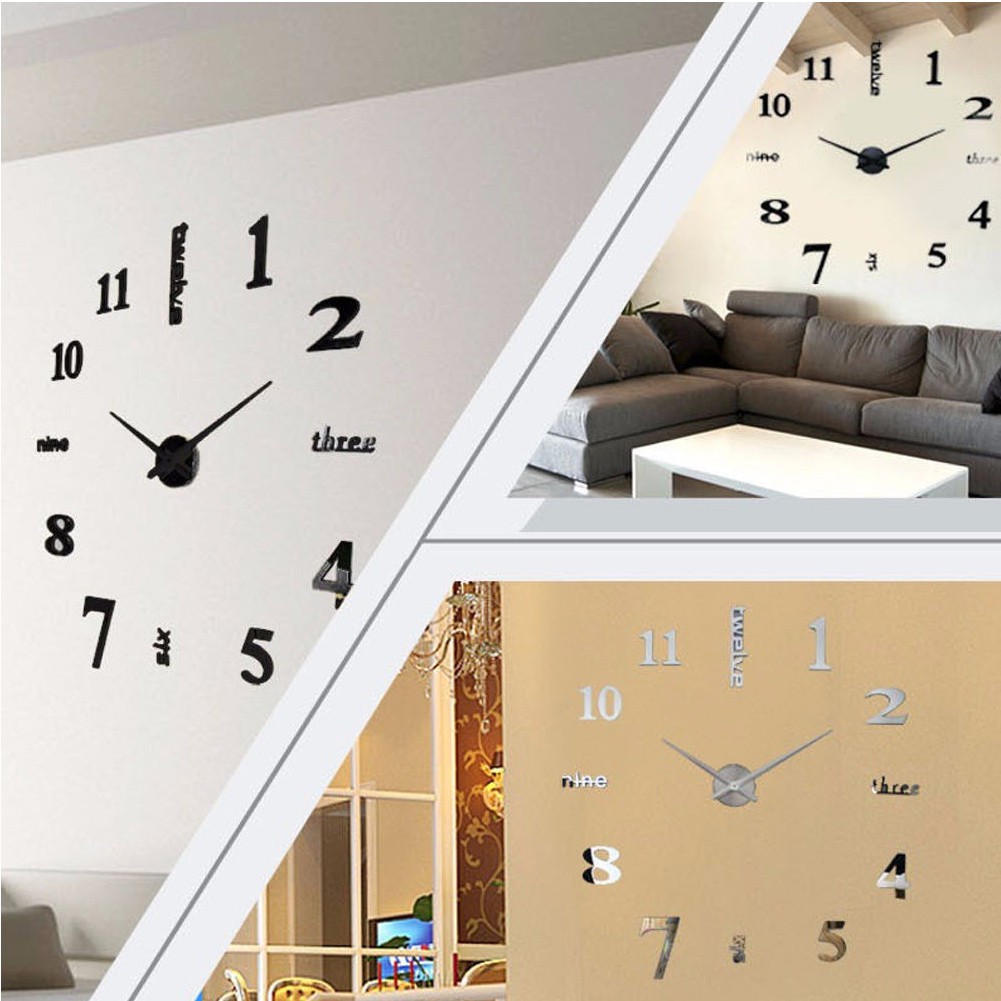 Đồng Hồ Dán Tường Cỡ Lớn 3D