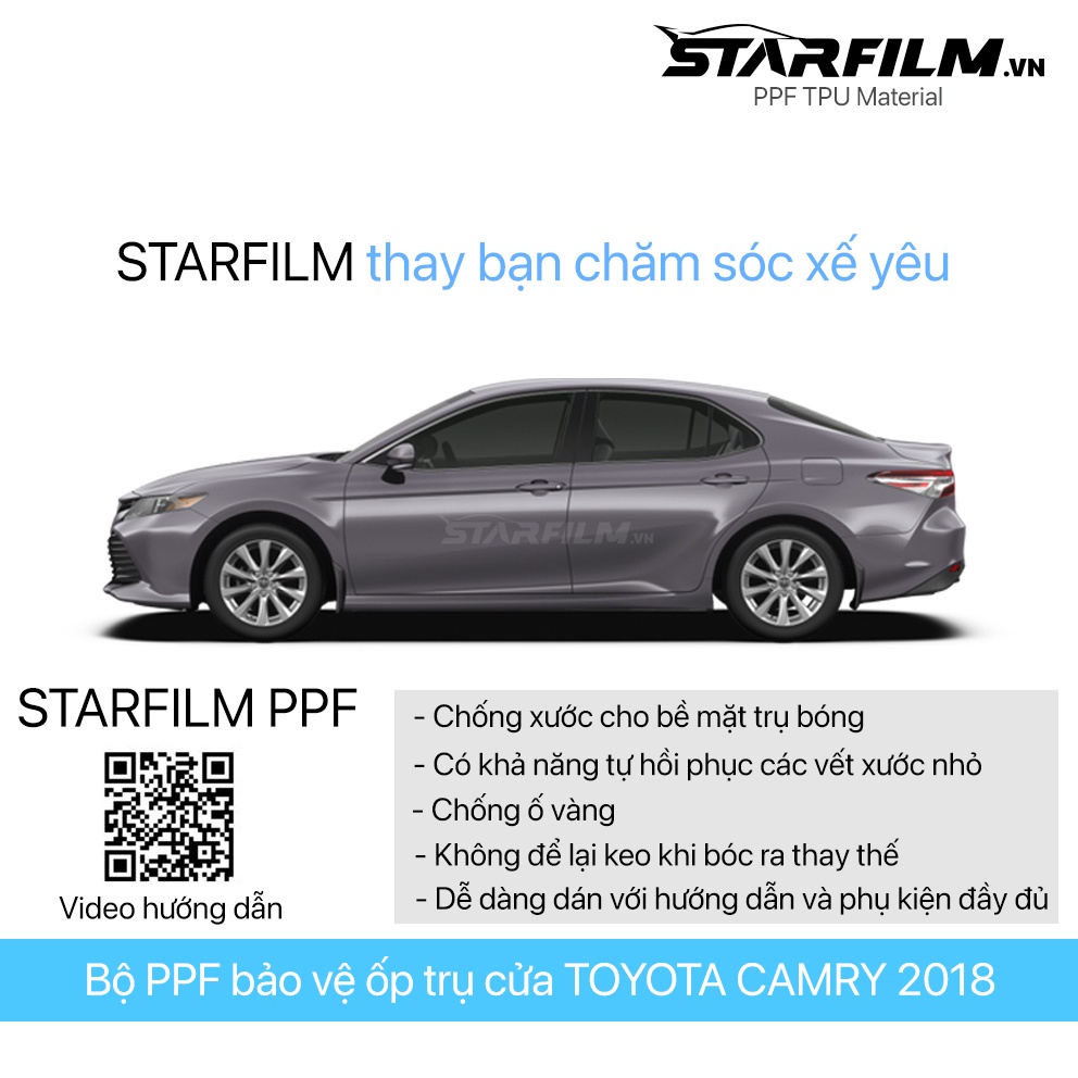 Bộ PPF bảo vệ chống xước trụ bóng STARFILM cho Toyota Camry 2018~2019