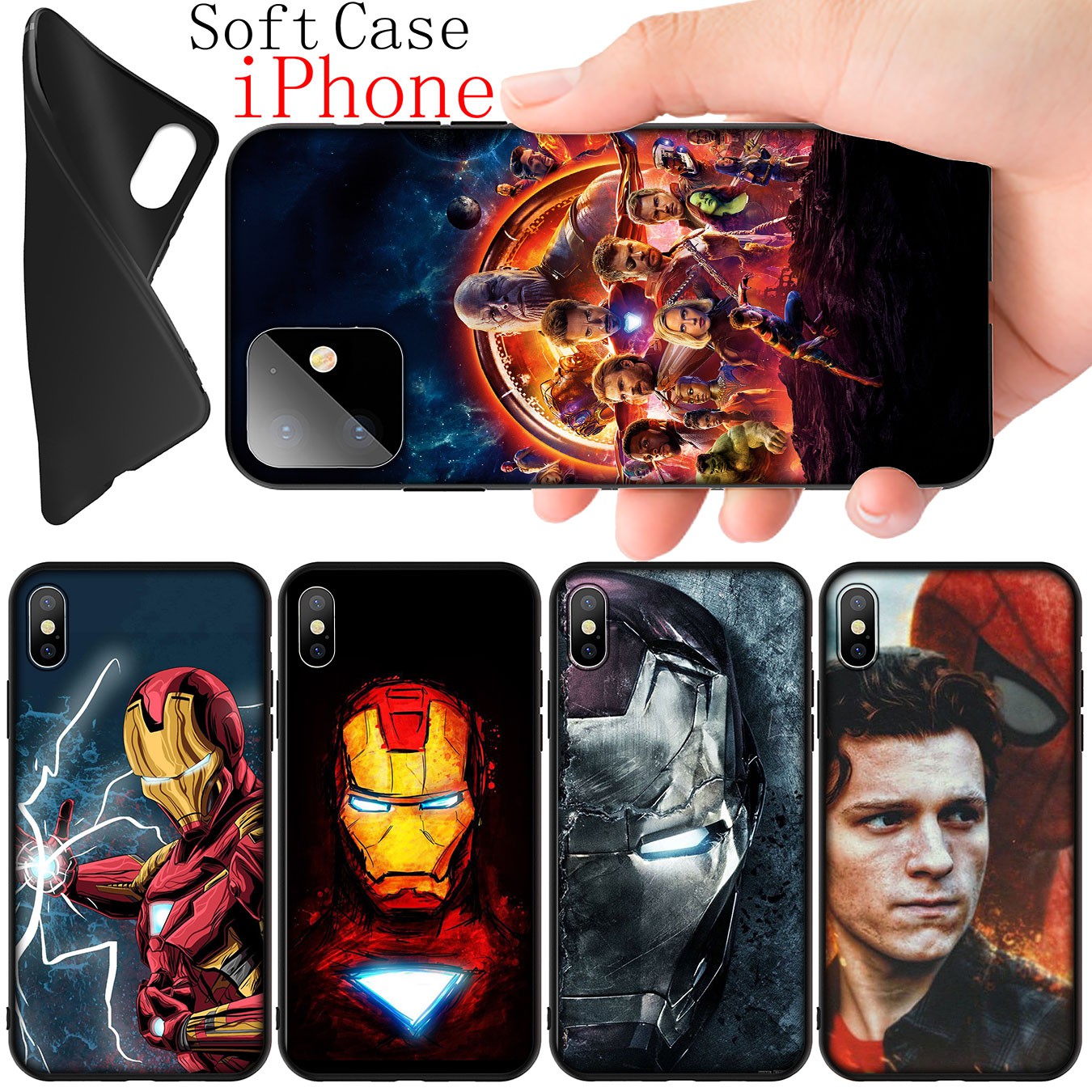 Ốp điện thoại silicone mềm hình Avengers Marvel Iron Man cho iPhone 11 Pro XR X XS Max 7 8 6 6s Plus