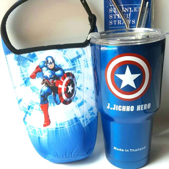 Ly giữ nhiệt captain ngôi sao xanh 900ml (kèm túi, 2 ống hút, 1 cọ rửa)