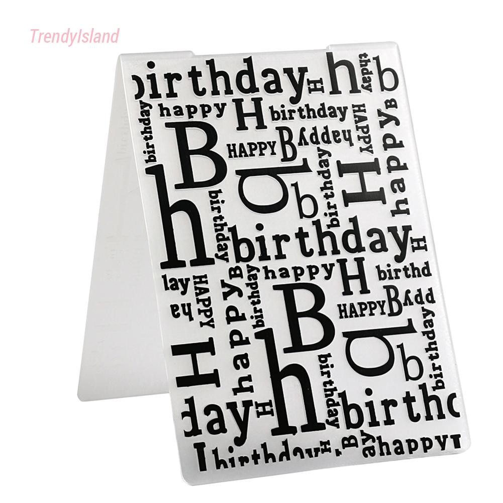 Bìa Nhựa Dập Nổi Họa Tiết Chữ Happy Birthday Dùng Để Trang Trí Sổ Tay Diy