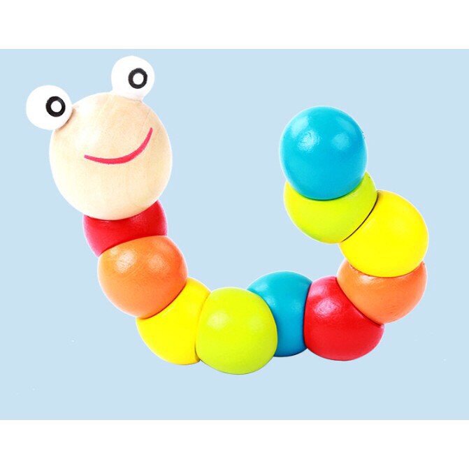 [BUÔN SỈ SLL] Đồ chơi con sâu gỗ uốn dẻo cho bé, đồ chơi gỗ phát triển trí tuệ