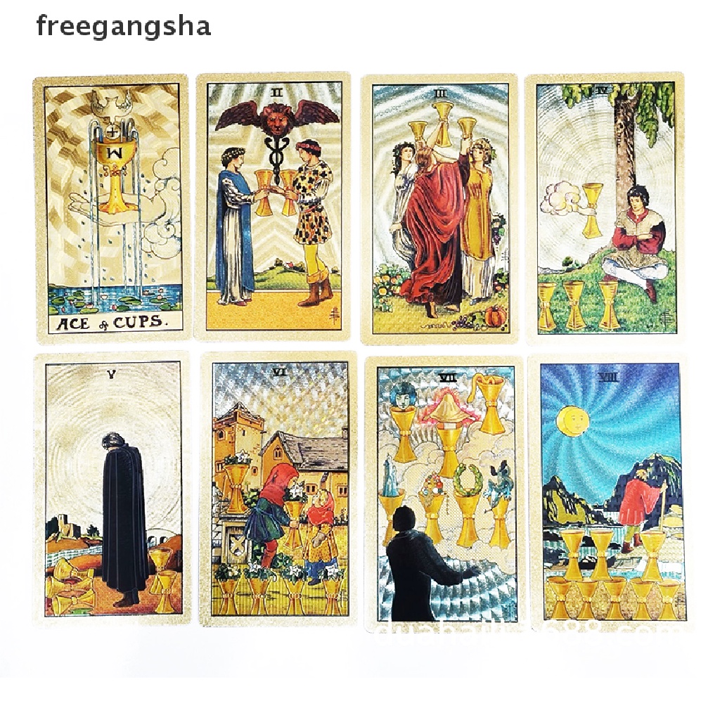 Bộ bài tarot bằng PVC chống nước dập nóng lá vàng sang trọng có hộp quà tặng