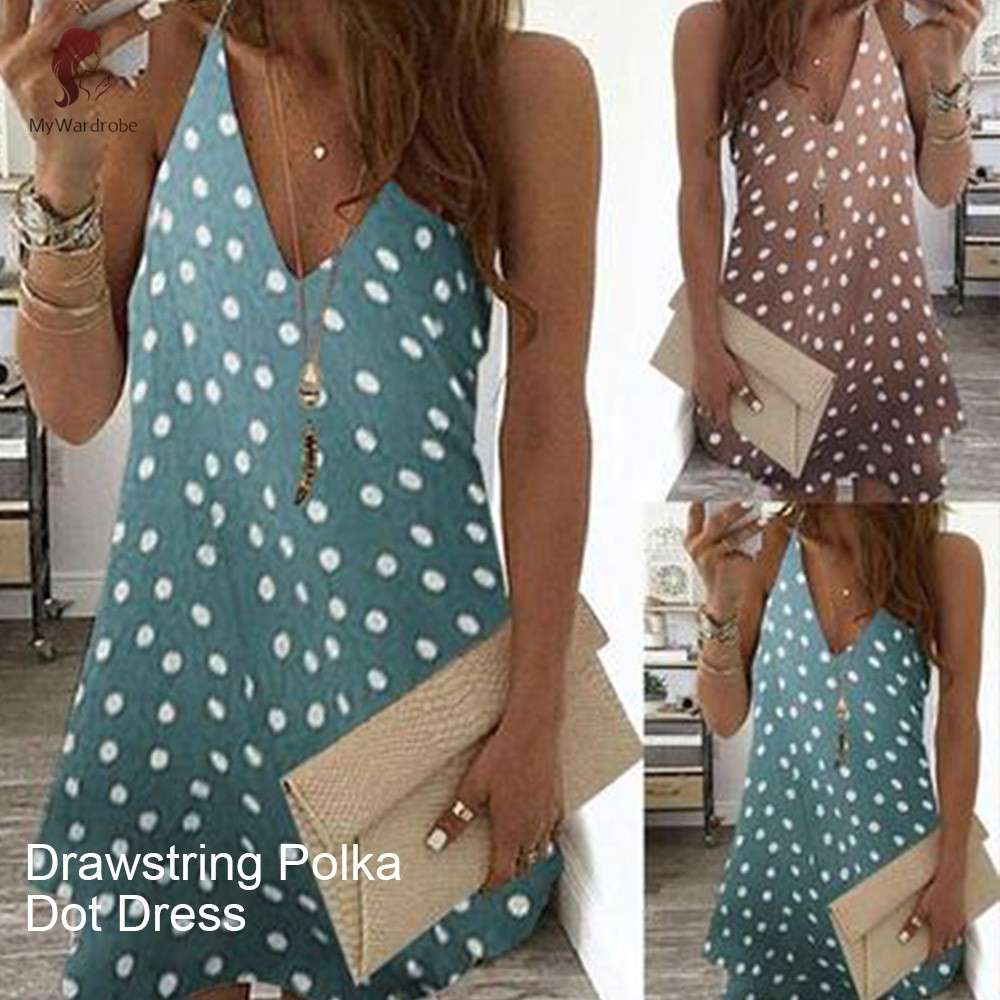 Đầm Maxi Hai Dây Họa Tiết Chấm Bi Thời Trang Dành Cho Nữ