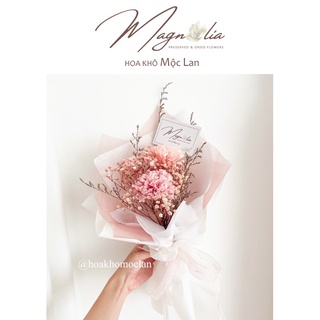 Bó hoa khô vintage hồng tây phối cẩm chướng giấy italy cao cấp