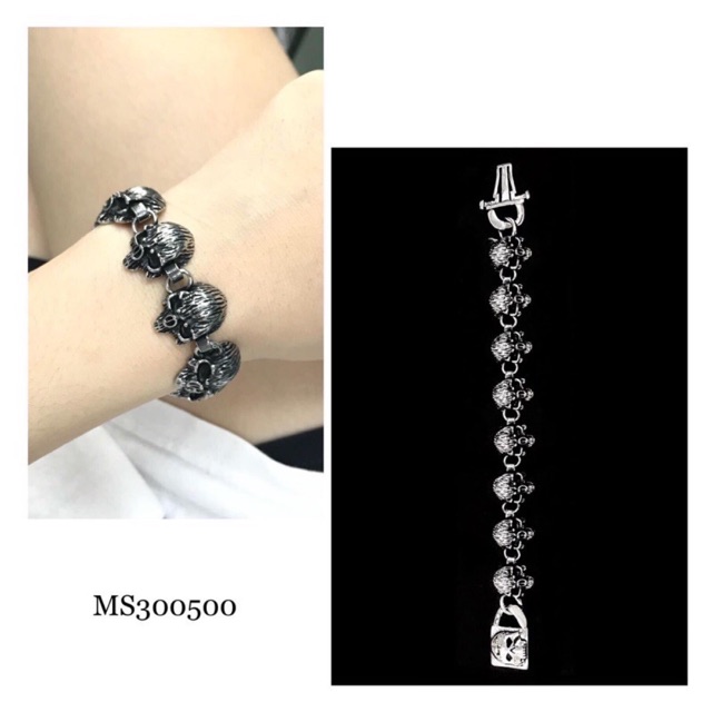 Vòng tay mắt xích hình đầu lâu unisex
