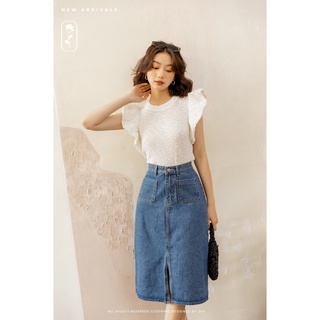OLV - Áo Jacquard Blouse in Cream
