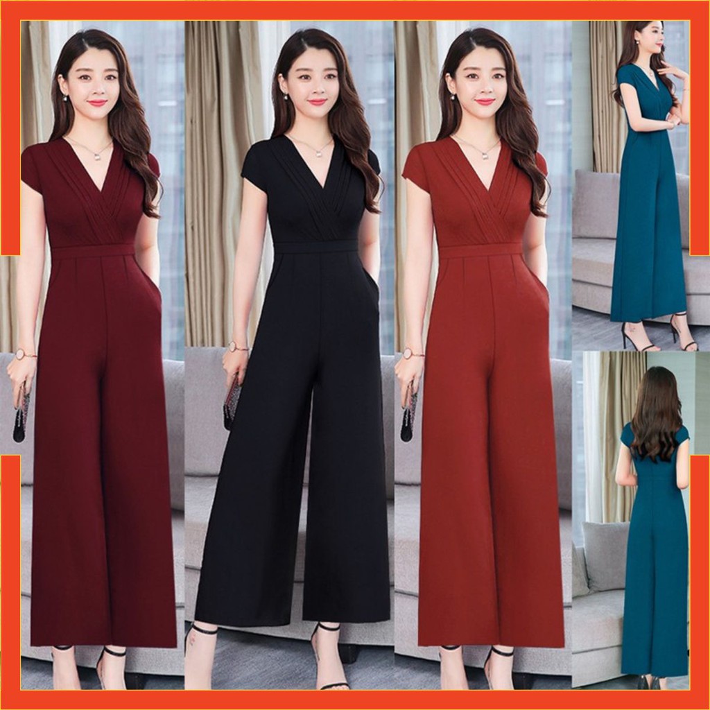 Jumpsuit Dài 🎁FREESHIP🎁 Jumsuit dài ống suông xếp ly ngực xinh xắn MS: TJ1093