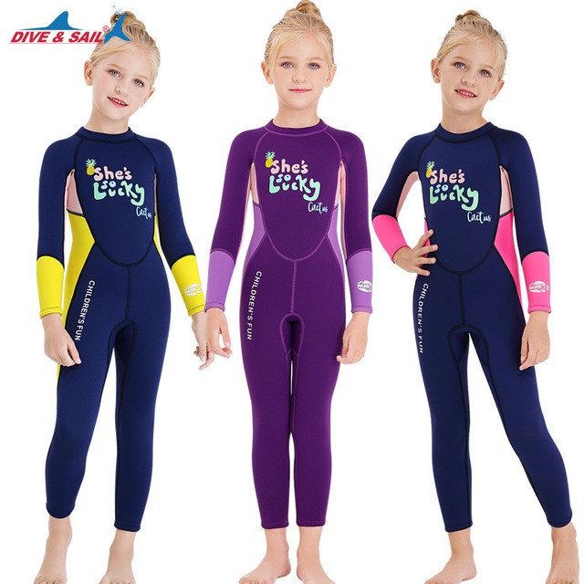 Đồ bơi bé gái full body giữ nhiệt chất liệu cao su Neoprene 2.5mm