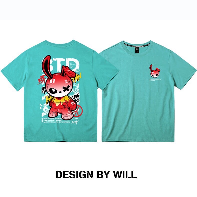 ÁO THUN THỎ BAD RABBIT ĐỎ SIÊU NGẦU  CHÂT mền mịn Unisex cao cấp ẢNH THẬT