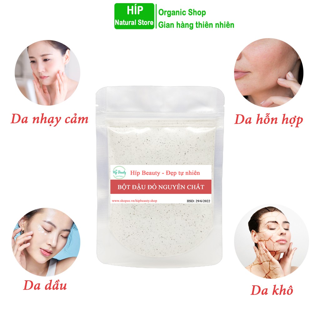 Bột đậu đỏ nguyên chất tắm trắng, đắp mặt handmade 100g