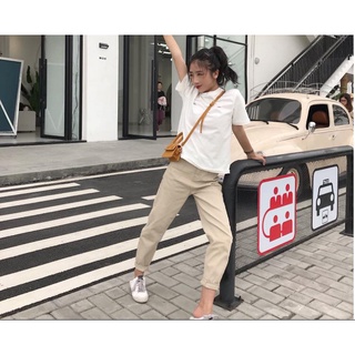 Quần kaki baggy nữ, quần kaki unisex ống suôn lưng thun cực hot