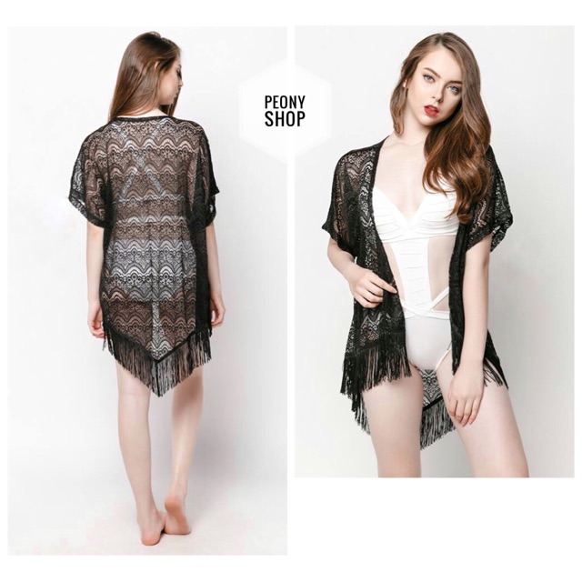 Áo choàng vạt chéo 2 màu đen trắng MSA.02 | BigBuy360 - bigbuy360.vn