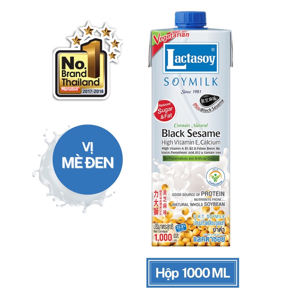 ữa Đậu Nành Lactasoy Mè Đen - Sữa đậu nành cao cấp Số 1 Thái Lan - Hộp 1L